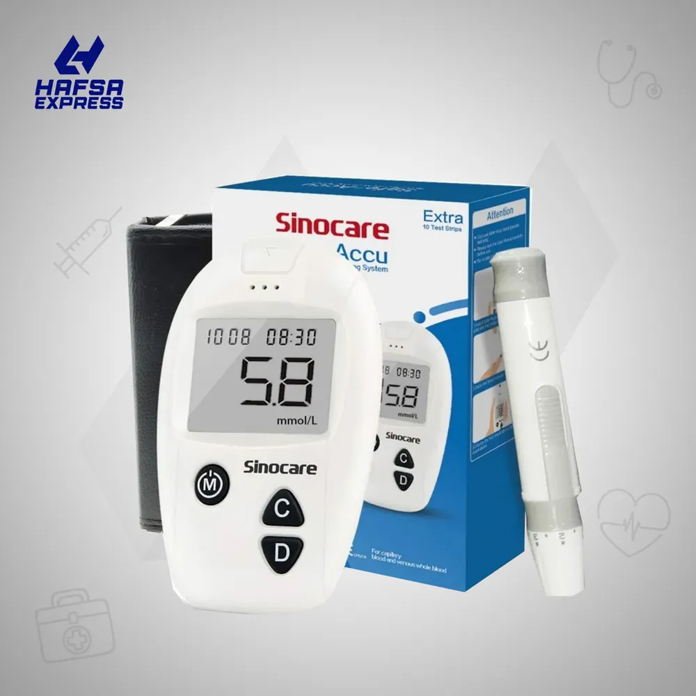 Sinocare Safe Accu Glucometer Blood Glucose Monitor Diabetes Machine with 10 Strips Free-image